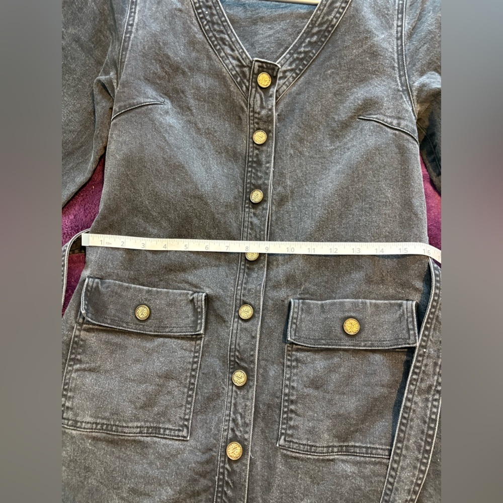 M.I.H Black 100% Cotton Button-Down Utility Denim Dress Summer Travel Grunge 90s - Picture 12 of 16
